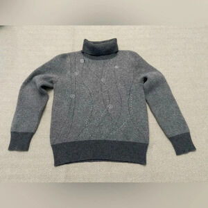 Snow lotus girls grey cashmere turtleneck sweater size 90